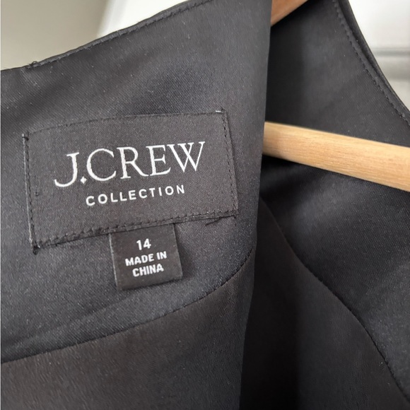 J. Crew Collection with Custom MARABOU FEATHER TRIM Black Duchesse Satin Dress - Picture 4 of 14